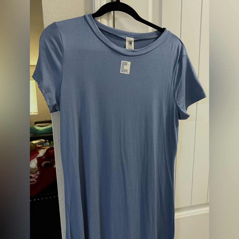 God Is Dope Blue T-Shirt Dress 1XL